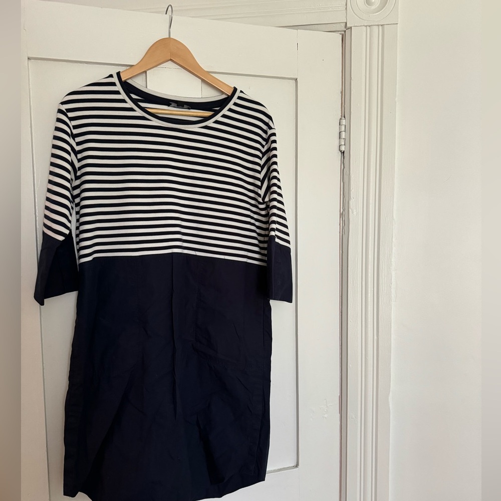 Navy blue and white striped COS dress
